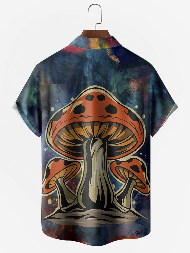 Men's Hippie Culture Print Anti-Wrinkle Moisture Wicking Fabric Fashion Hawaiian Lapel Short Sleeve Shirts