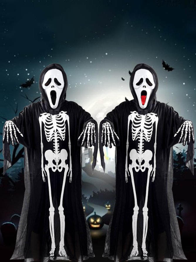 4pcs Halloween Skeleton Skeleton Ghost Clothes Masquerade Costumes