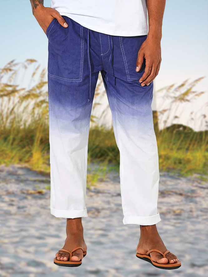 Casual Ombre Summer No Elasticity Chemical Fiber Blend Straight pants Long Regular Regular Size Casual Pants for Men
