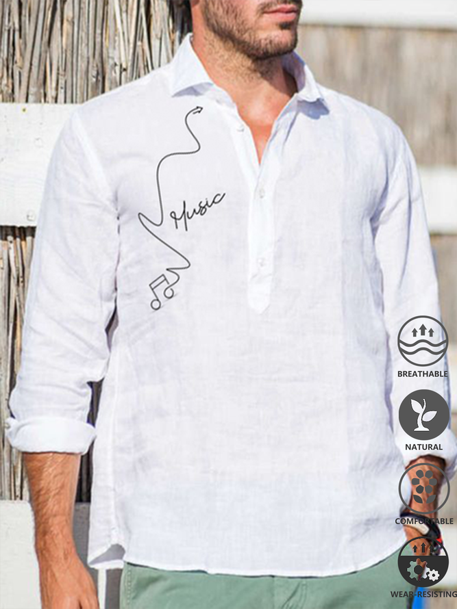 Net based leisure long-sleeved shirt color cotton and linen style