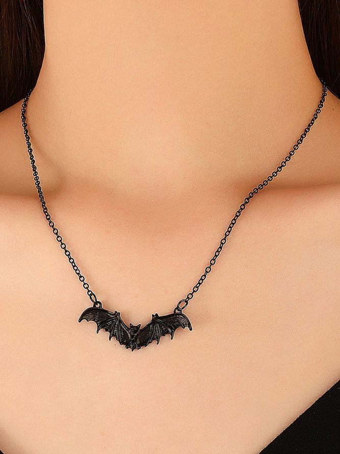 Casual Black Bat Halloween Necklace