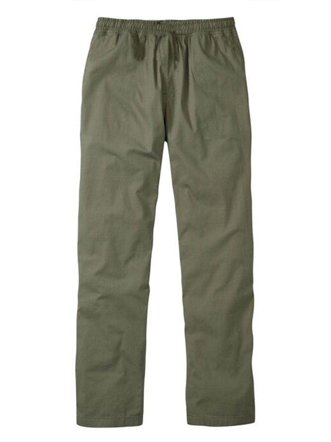 Cotton and Linen Style Solid Basic Trousers