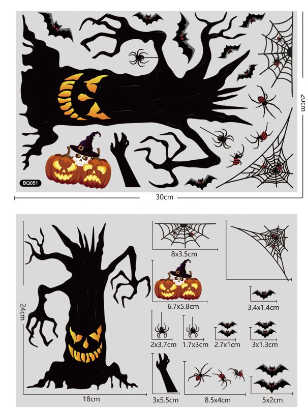 Halloween Decorative Funny Wall Stickers Tree Scarecrow Stickers