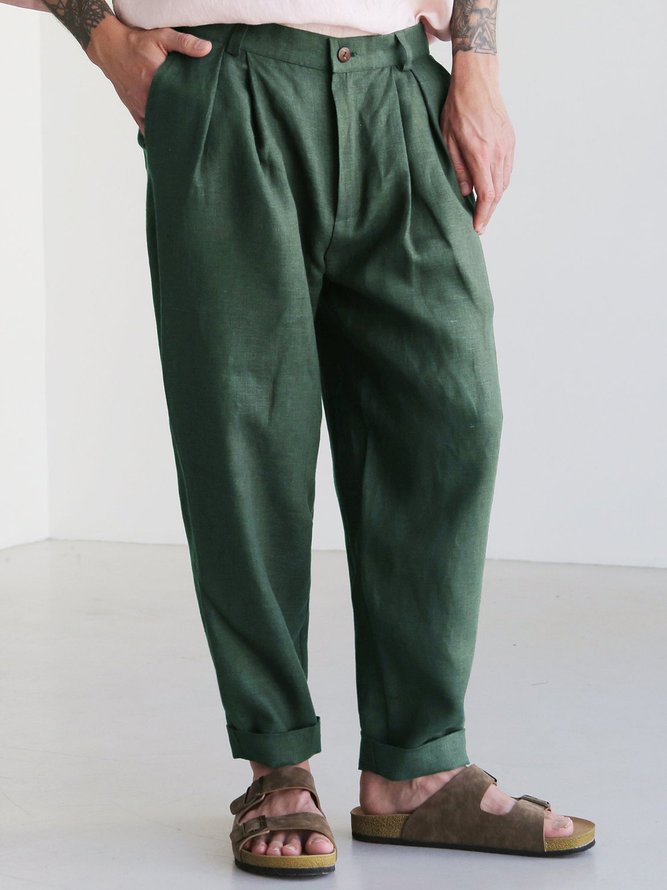 Men's Cotton Linen Loose Casual Trousers