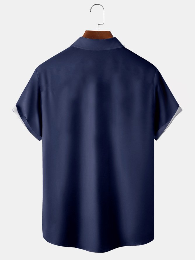 Big Size Striped Chest Pocket Short Sleeve Shirt