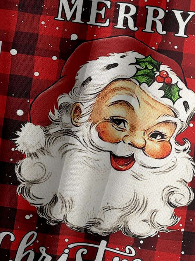 Ugly Plaid Santa Claus Hoodie Sweatshirt