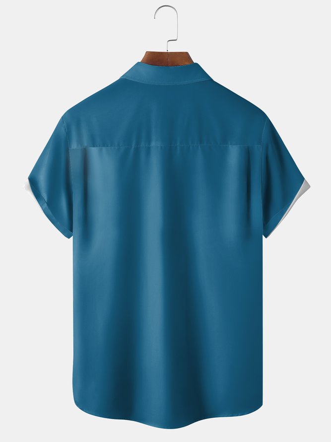 Big Size Geometric Short Sleeve Bowling Shirt