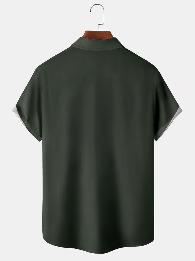Custom Geomatric Chest Pocket Guayabera Estable Shirt