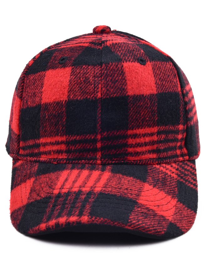 Christmas Contrasting Plaid Cap Baseball Cap Holiday Party Matching