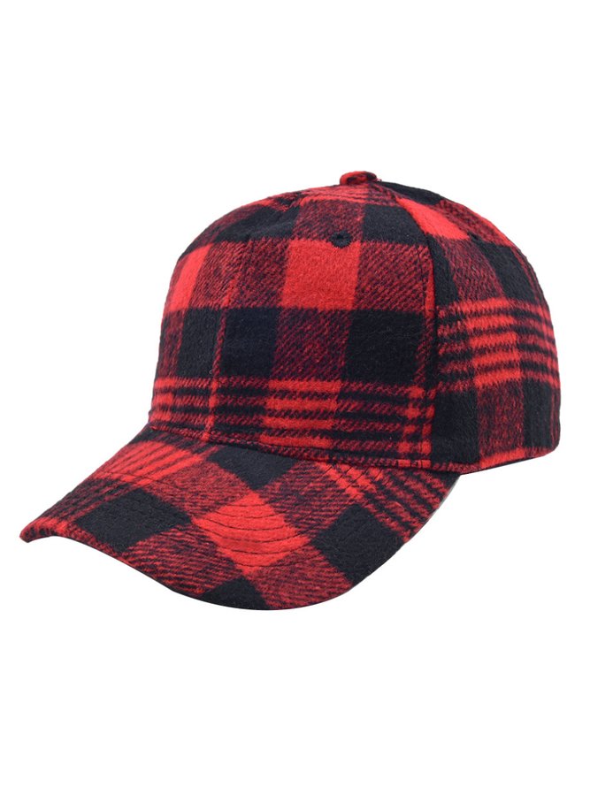 Christmas Contrasting Plaid Cap Baseball Cap Holiday Party Matching