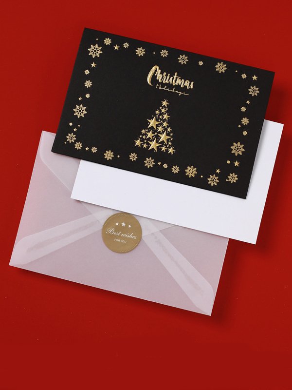 Merry Christmas Embossed Gold Greeting Christmas Gift Card