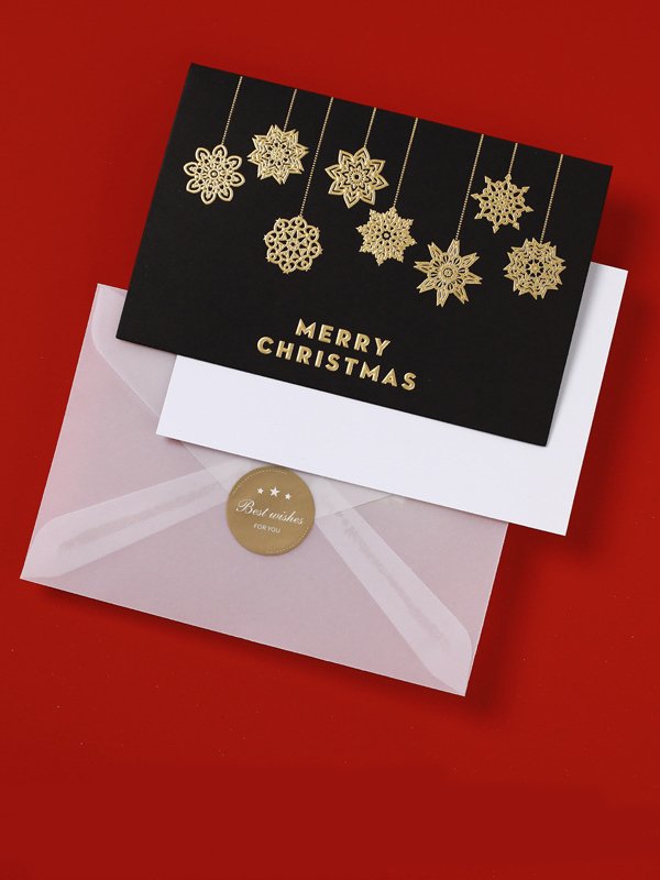 Merry Christmas Embossed Gold Greeting Christmas Gift Card