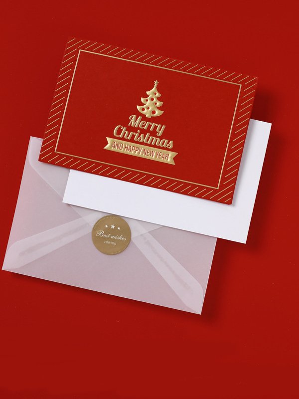 Merry Christmas Embossed Gold Greeting Christmas Gift Card