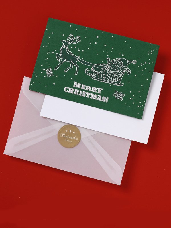 Merry Christmas Embossed Gold Greeting Christmas Gift Card