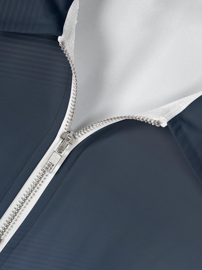 Gradient Striped Zip Short Sleeve Polo