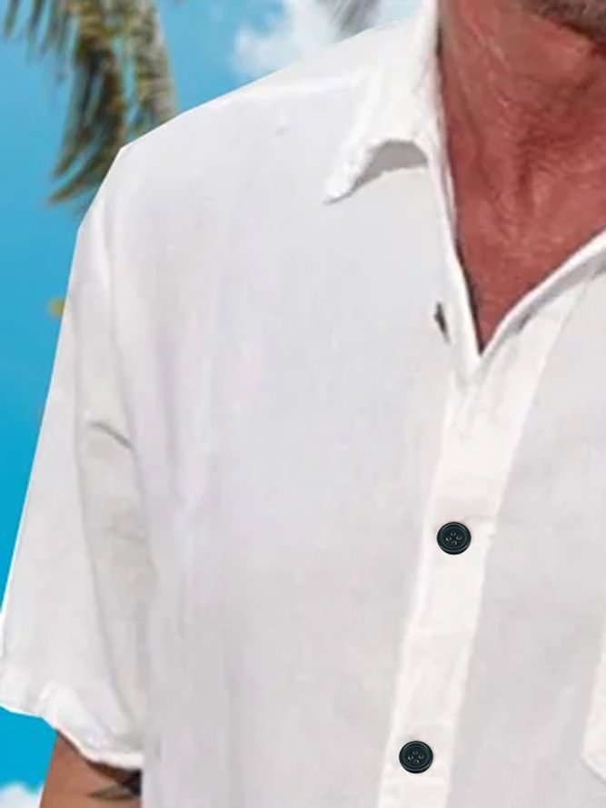 Coconut Tree Chest Pocket Short Sleeve Resort Shirt