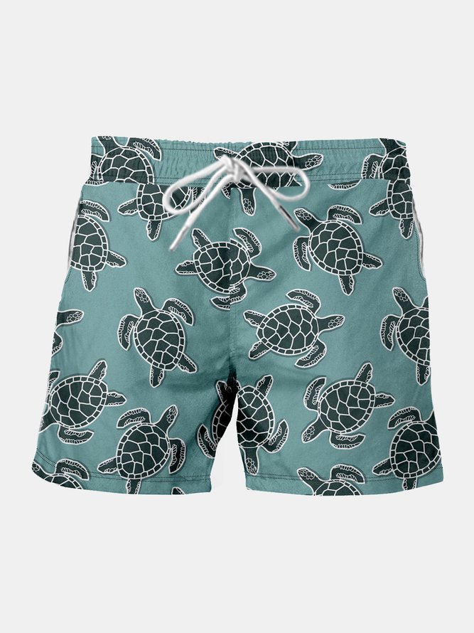 Sea Turtle Drawstring Beach Shorts