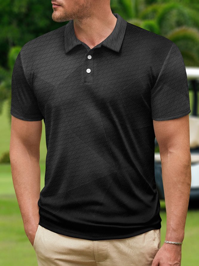 3D Gradient Abstract Geometry Short Sleeve Polo Shirt