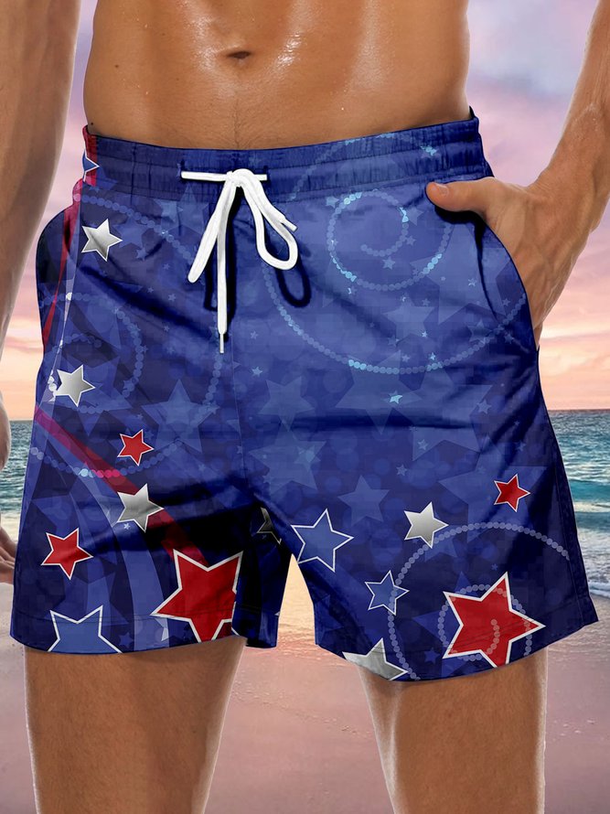 Independence Day Flag Drawstring Beach Shorts