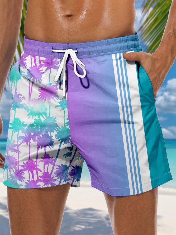 Coconut Tree Drawstring Beach Shorts