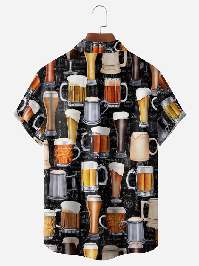 Beer Chest Pockets Short Sleeve Casual Shirts