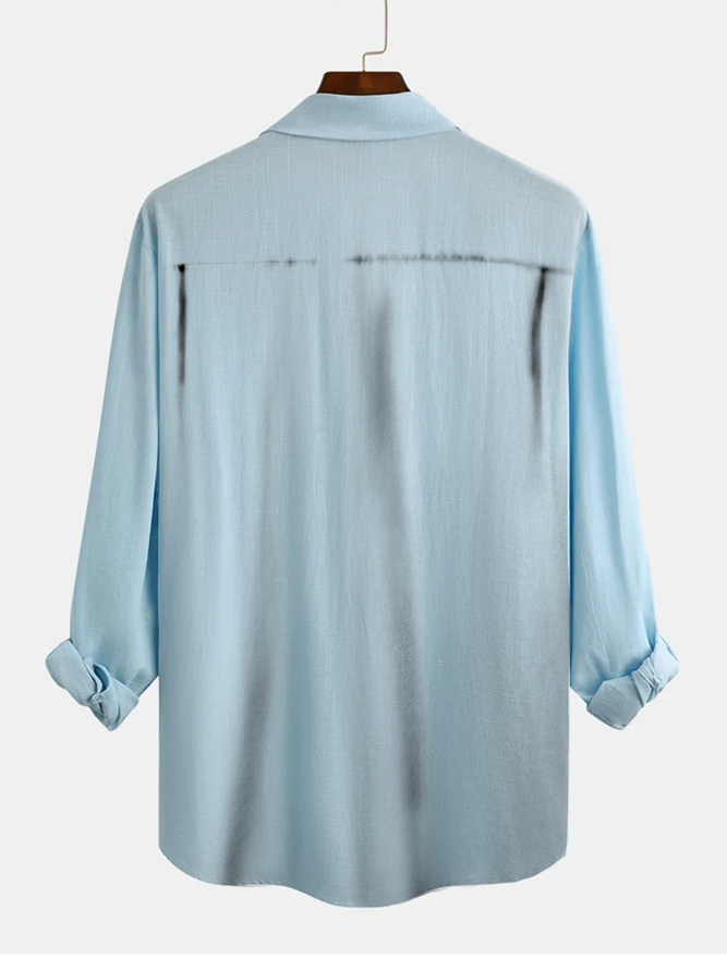Big Size Vertical Striped Long Sleeve Guayabera Shirt