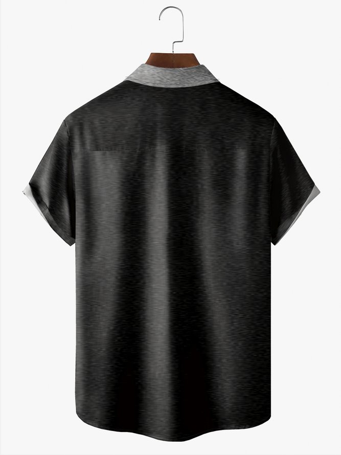 Big Size Art Geometric Lapel Short Sleeve Bowling Shirt
