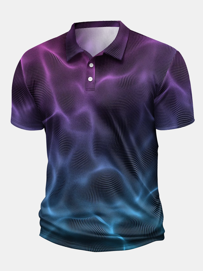 Gradient 3D Abstract Polka Dot Short Sleeve Polo Shirt