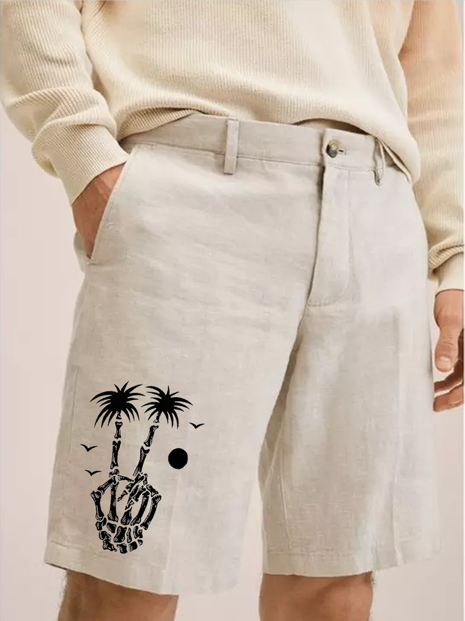 Coconut Tree Print Vacation Bermuda