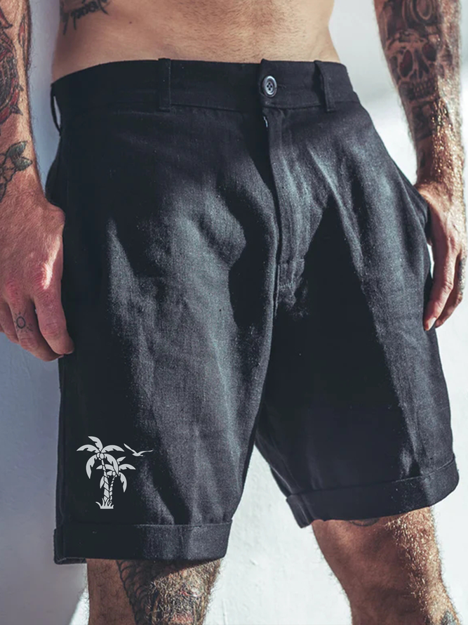 Coconut Tree Cotton Bermuda Shorts