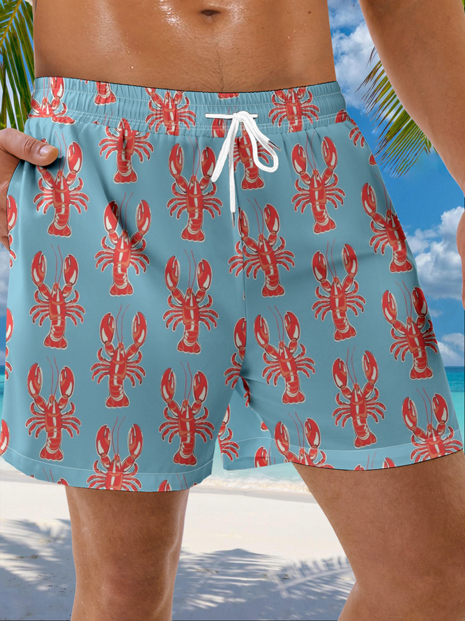 Lobster Drawstring Beach Shorts