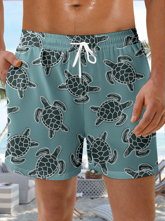 Sea Turtle Drawstring Beach Shorts