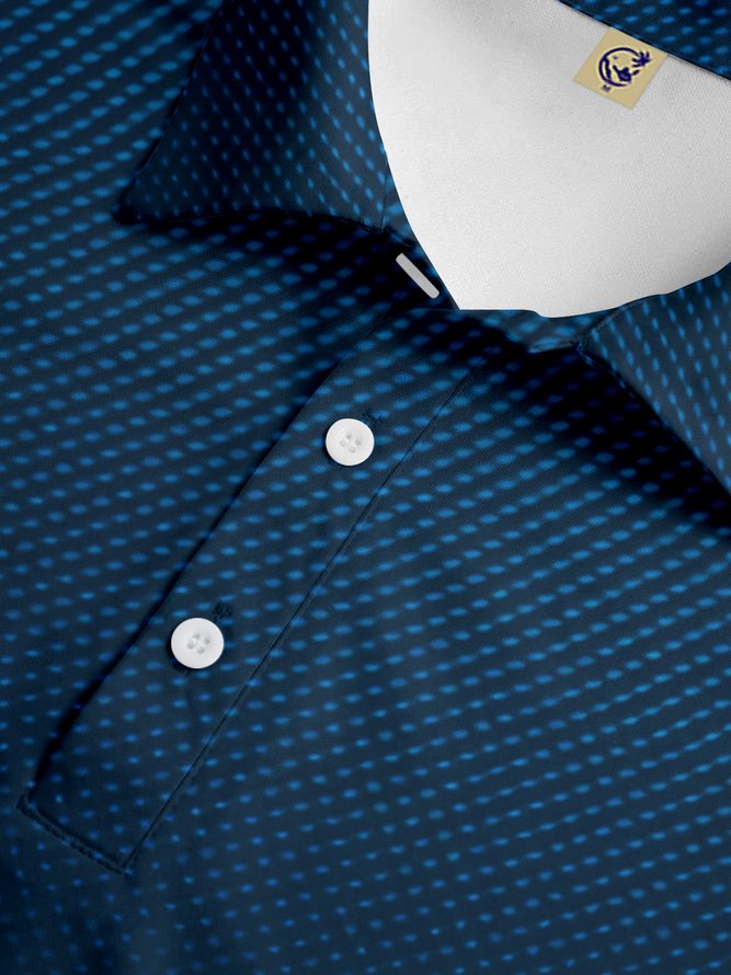 Ombre Polka Dot Button Short Sleeve Polo Shirt