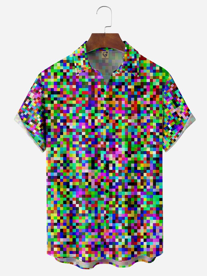 Mosaic Chest Pocket Short Sleeve Casual Shirt