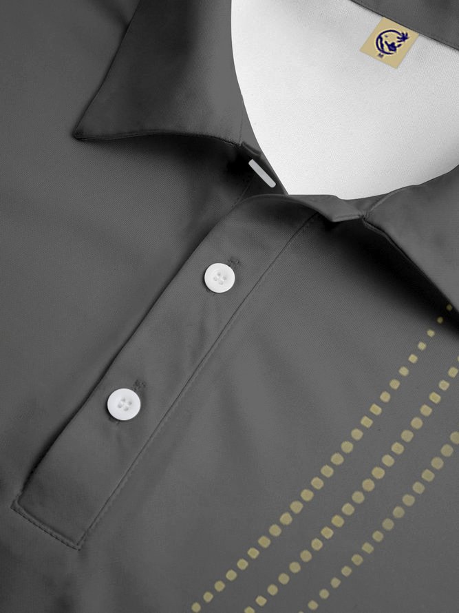 3D Abstract Gradient Polka Dot Button Short Sleeve Polo Shirt
