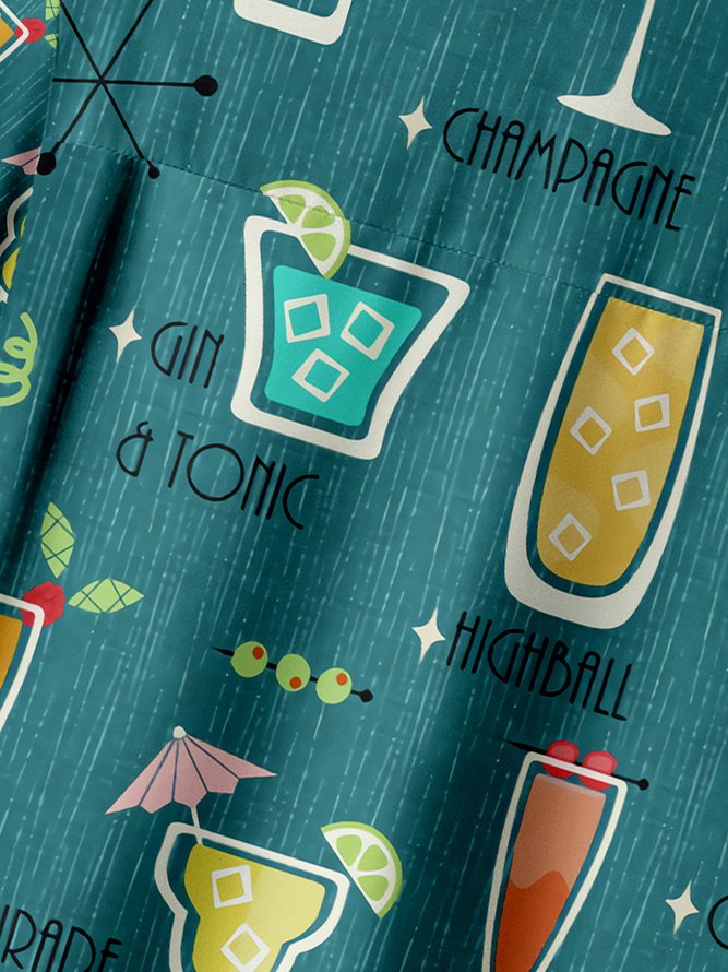 Medieval Cocktail Chest Pocket Short Sleeve Hawaiian Shirt