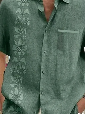 Hardaddy®Cotton Tropical Floral Short Sleeve Guayabera Shirt