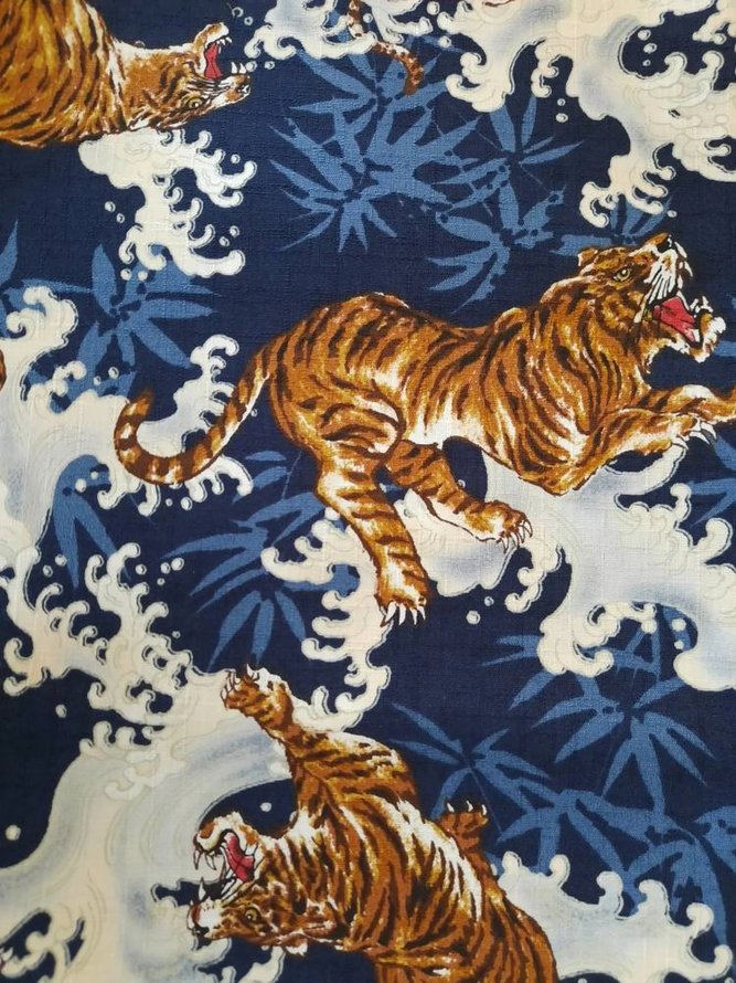 Hardaddy®Cotton Ukiyo-e Tiger Chest Pocket Aloha Shirt