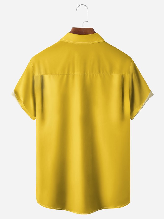 Cartoon Chest Pocket Short Sleeves Casual Shirt