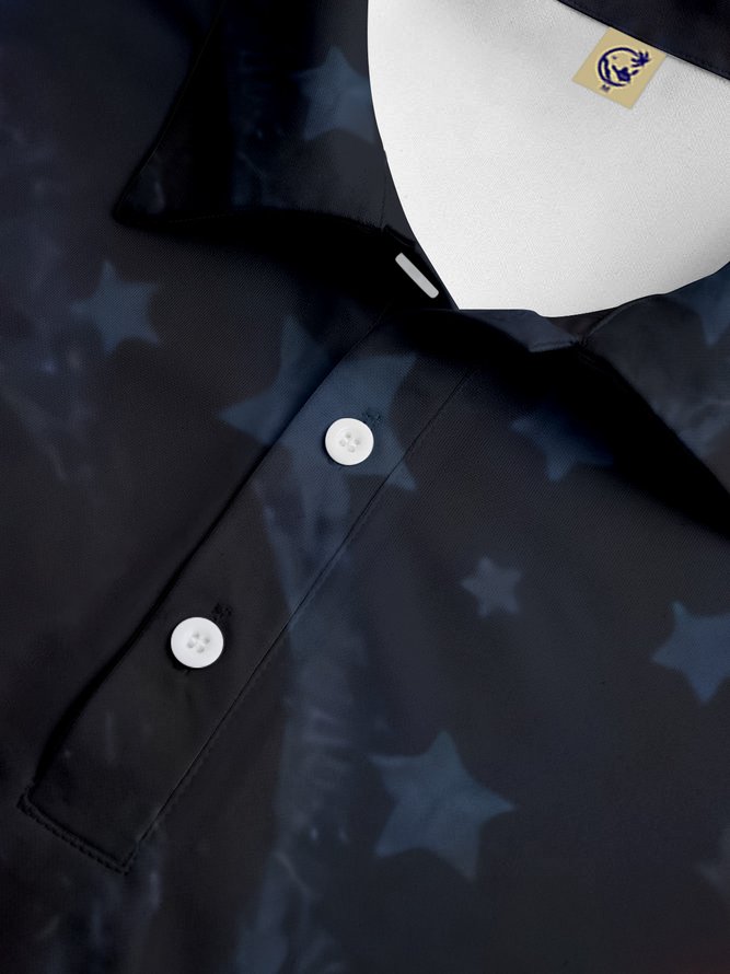 USA Flag Button Down Short Sleeve Polo Shirt
