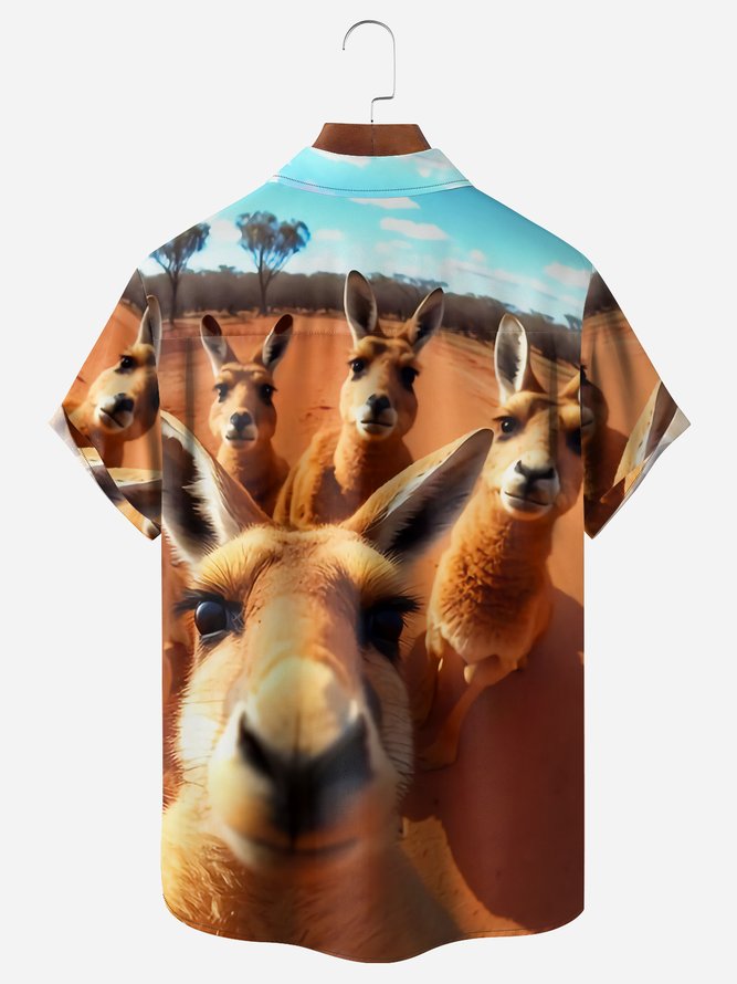 Kangaroo Chest Pocket Short Sleeve Casual Shirt