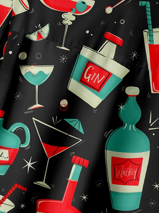 Cocktail Chest Pocket Short Sleeve Hawaiian Shirts