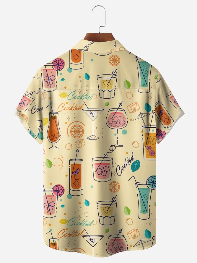 Cocktail Chest Pocket Short Sleeves Hawaiian Shirts