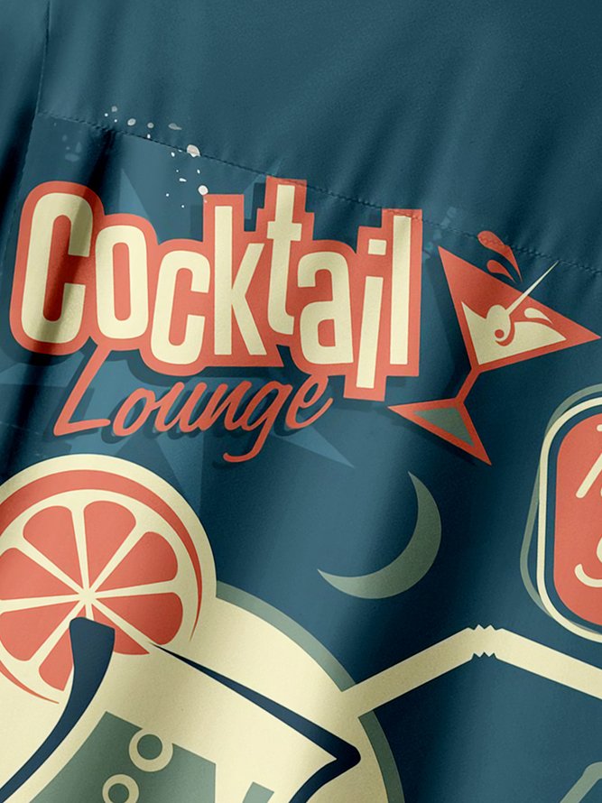 Cocktail Chest Pocket Short Sleeve Hawaiian Shirt