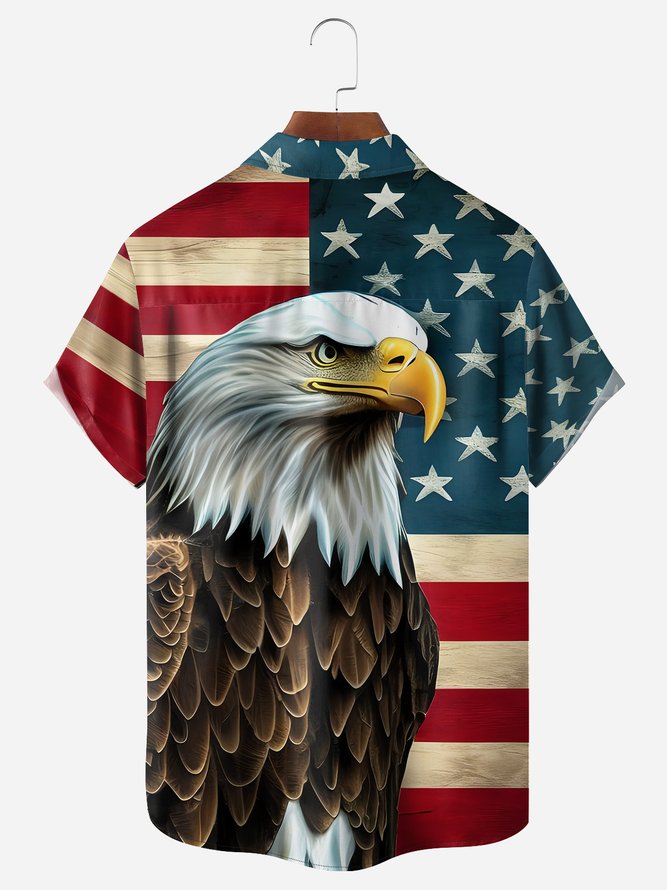 American Flag Chest Pocket Short Sleeve Shirt