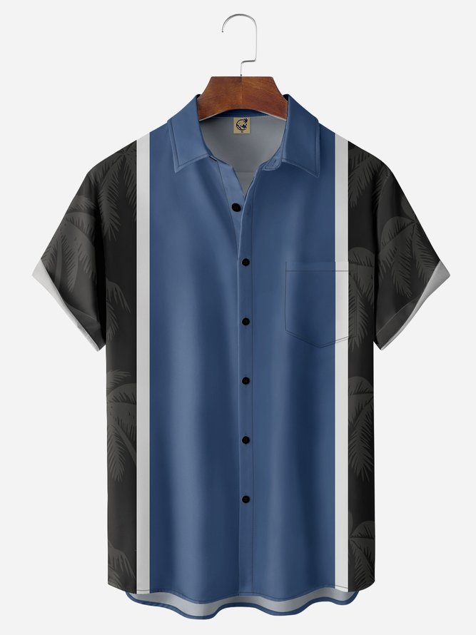 Palm Tree Chest Pocket Short Sleeve Bowling Shirt