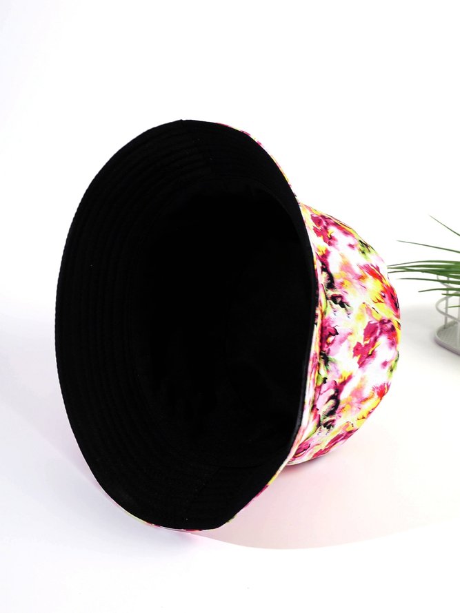 Gradient Floral Pattern Sun Protection Bucket Hat Vacation Casual