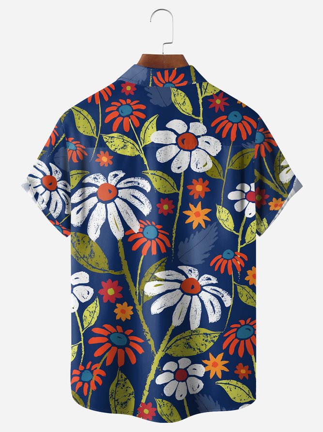 Daisy Chest Pocket Short Sleeve Hawaiian Shirt