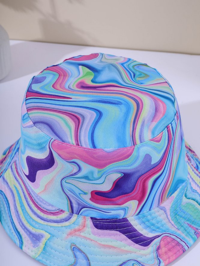 Gradient Pattern Reversible Bucket Hat Sun Protection Vacation