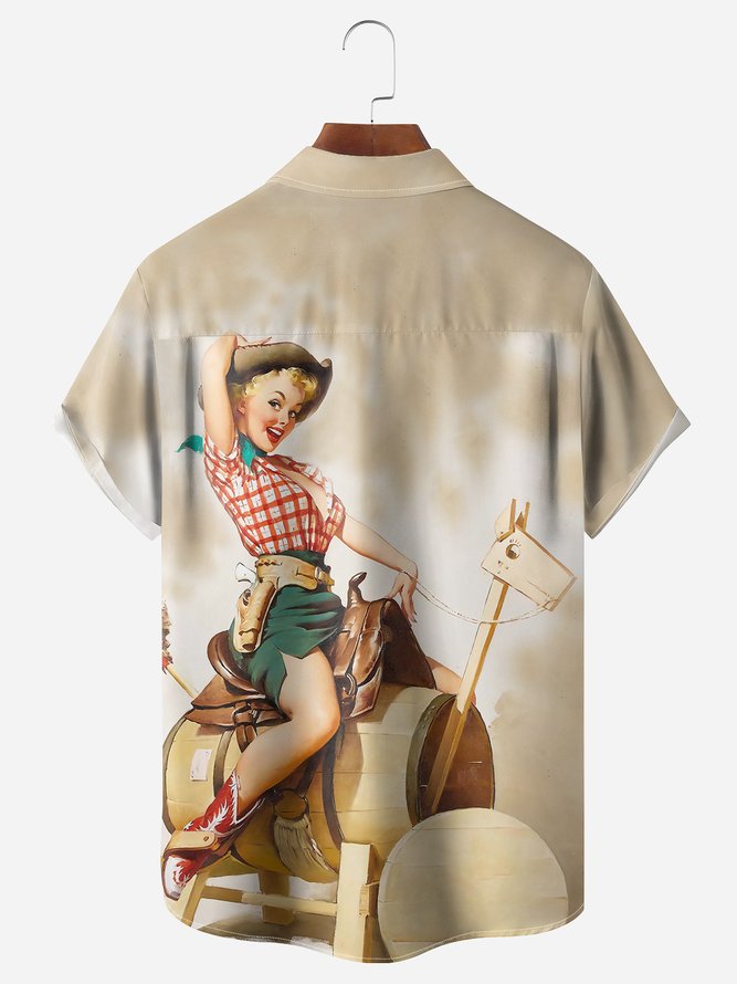 Cowgirl Chest Pocket Short Sleeve Casual Shirt